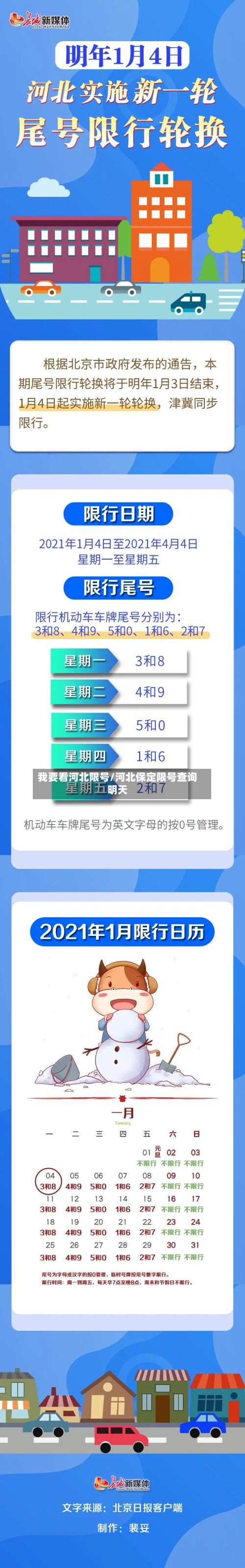 我要看河北限号/河北保定限号查询明天