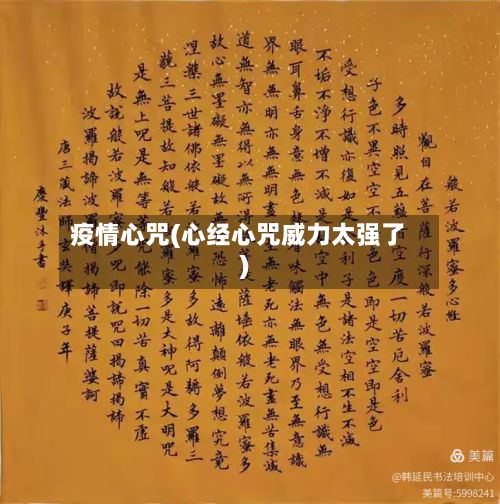 疫情心咒(心经心咒威力太强了)